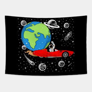 Astronaut In Space - Funny Space Car Space Exploration Crew Tapestry