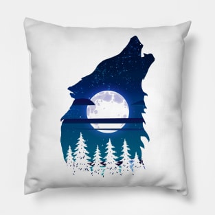 Howling wolf full moon forest howling wild Pillow