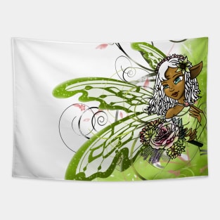 African American Fairy and Bouquet Tapestry