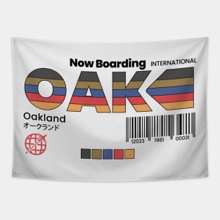 Vintage Oakland OAK Airport Label Retro Travel California Tapestry