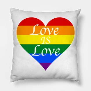 Love is Love rainbow heart with white background Pillow