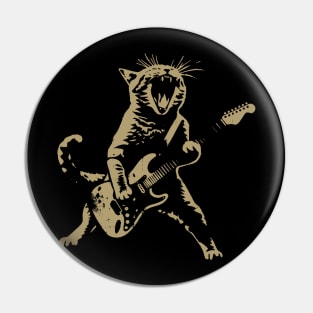 Rock Cat Playing Guitar Shirt Pin