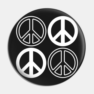 Dusky Blue and White Peace Signs Pattern Pin