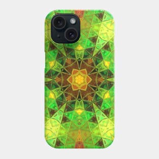 Mosaic Kaleidoscope Flower Green Yellow and Orange Phone Case