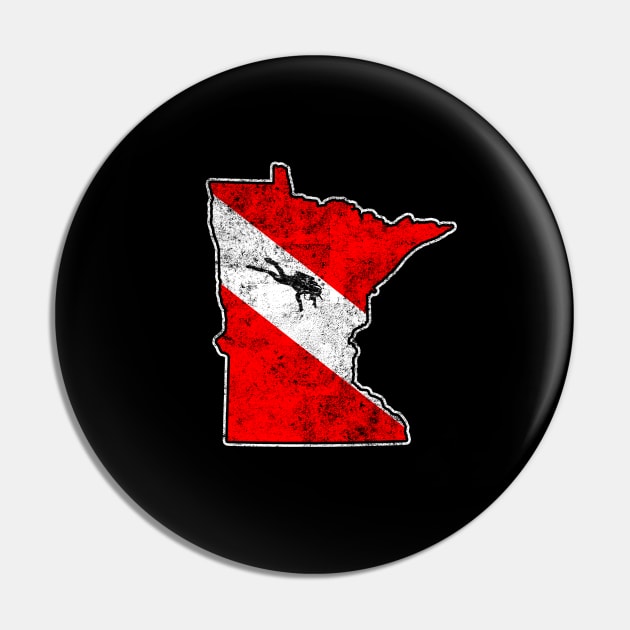 Minnesota Dive Flag Scuba Diving State Map Dive Flag Distressed Pin by TeeCreations