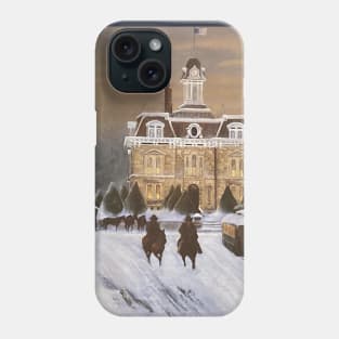 Courthouse Snow Oil on Canvas Phone Case