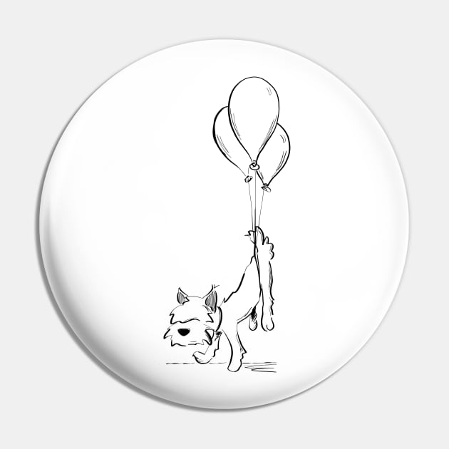 Little Dog Floating Away Pin by Jason's Doodles