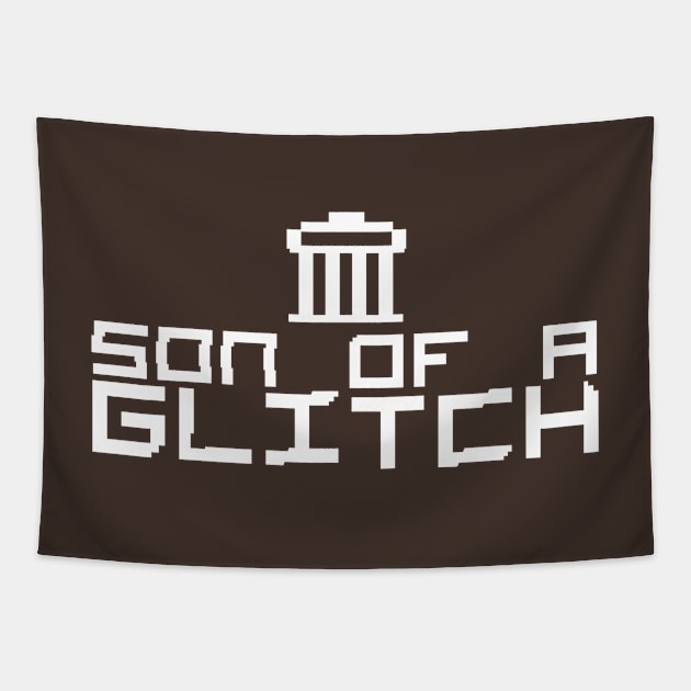 son of a "GLITCH" (white) Tapestry by hamiltonarts