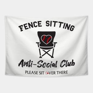 Funny Fence Sitting Anti Social Club Baseball Softball Mom Dad Boys Girls Tapestry