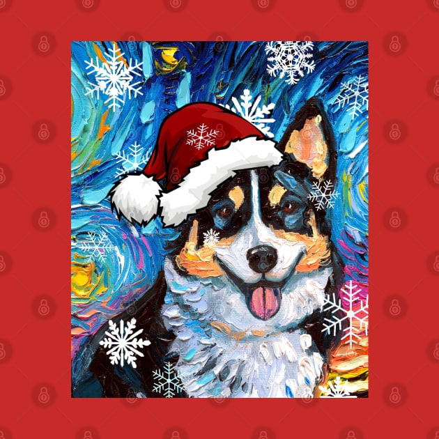 Tri Color Corgi Santa by sagittariusgallery