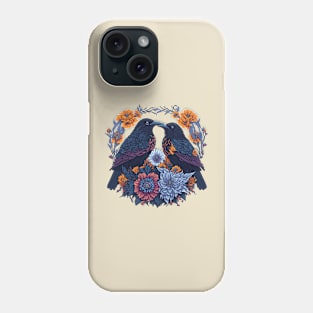 Floral Crow Couple Phone Case