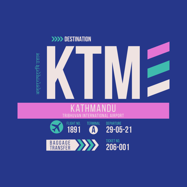 Kathmandu (KTM) Airport Code Baggage Tag by SLAG_Creative