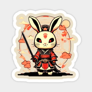 Japanice Rabbit Samurai Magnet