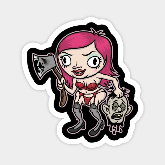 Cute Girl with Ax creepy cute horror Graphic Magnet by AtomicMadhouse