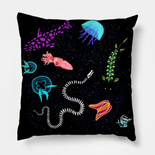 Bioluminescent Ocean Sea Creatures Pillow