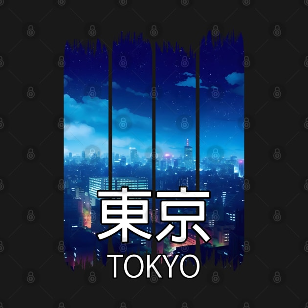 Tokyo City Sykline at Night Landscape – Anime Shirt by KAIGAME Art