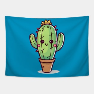 Kawaii smiling cactus Tapestry