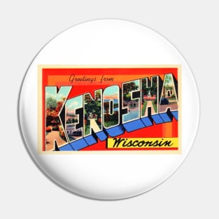 Greetings from Kenosha Wisconsin - Vintage Large Letter Postcard Pin