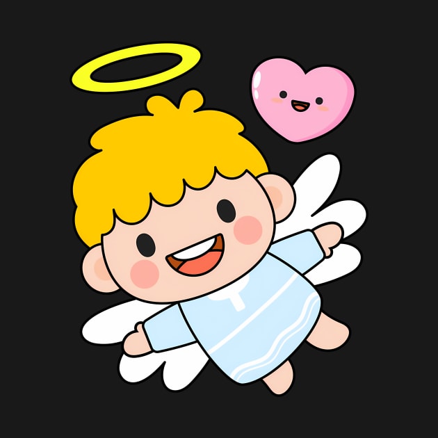 Cute Little Boy Angel Flying In Sky Fairy Tale Baby Christmas Angel by jandesky