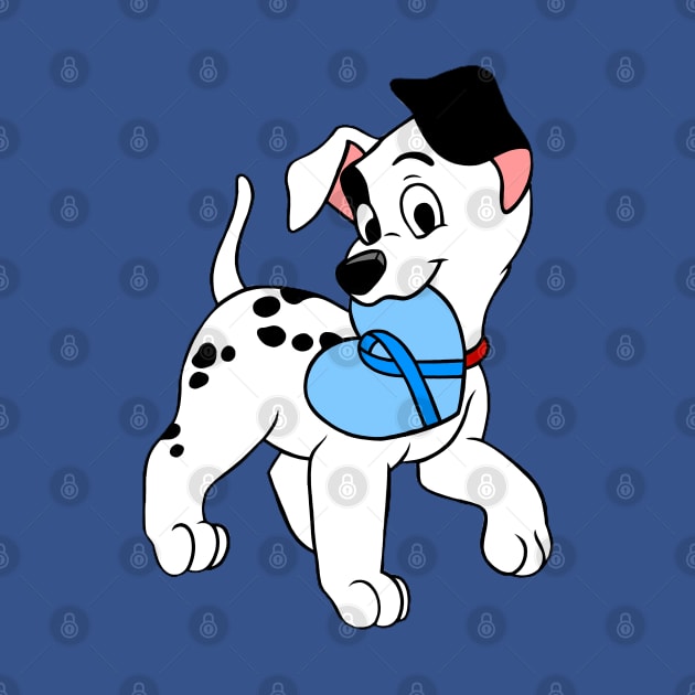 Dalmatian with blue awareness ribbon by CaitlynConnor