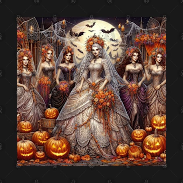 Halloween Bride and Bridesmaids by EverBride