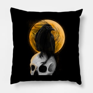 Crow On Skull Pillow