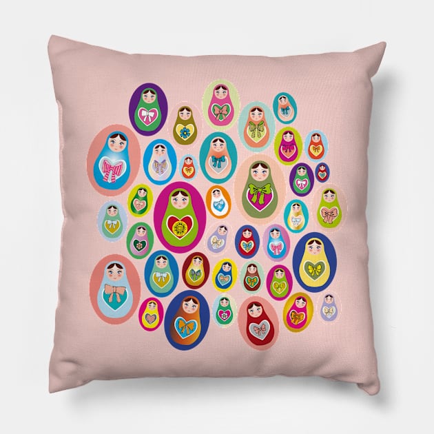 Russian dolls matryoshka Pillow by EkaterinaP