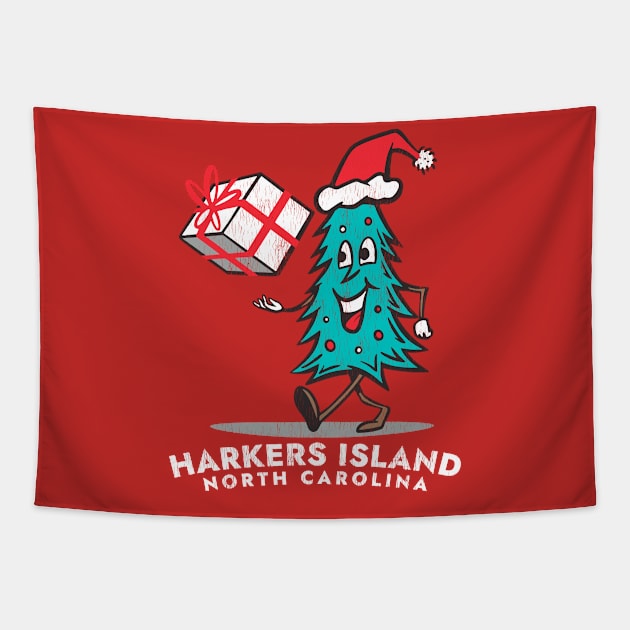 Harkers Island, NC Vacationing Christmas Tree Tapestry by Contentarama