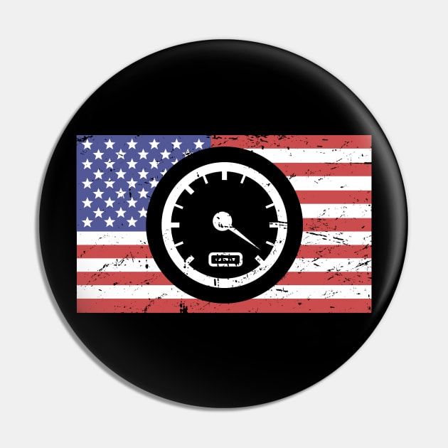 American Flag | Speedometer Race Car Racing Pin by MeatMan