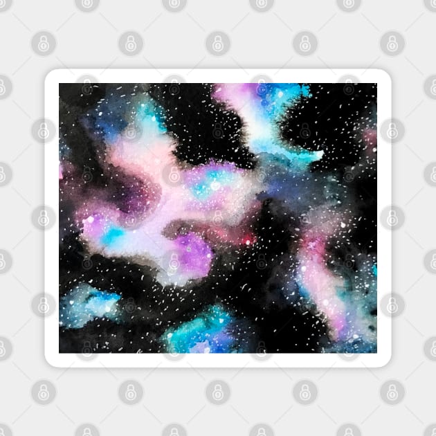 Red Star Watercolor Galaxy Magnet by Lady Lilac