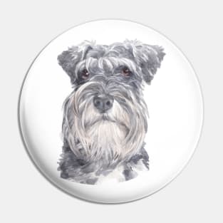 Beautiful Miniature Schnauzer Watercolor Art Pin