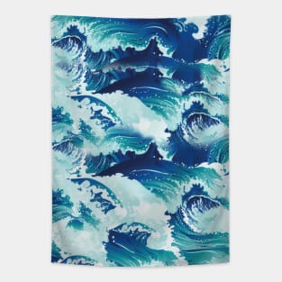 Rushing sea waves Tapestry