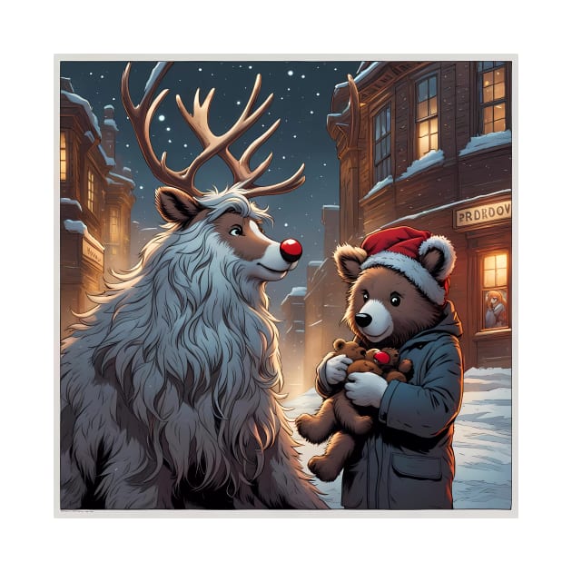 Teddy With Rudolf the Red Nose Reindeer by Colin-Bentham