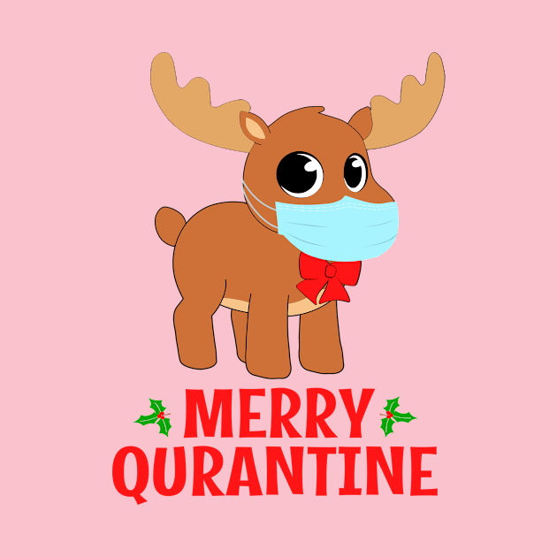 Merry Quarantine Christmas 2020 Deer Mask by JohnnyxPrint