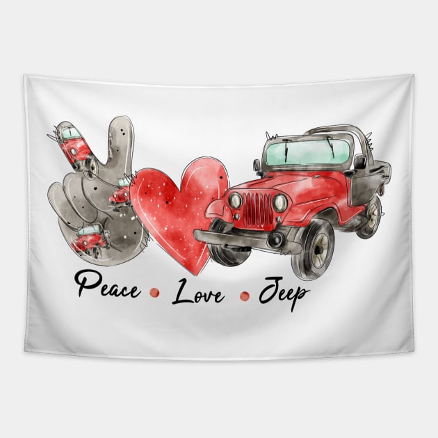 Peace love jeep Tapestry by HJstudioDesigns