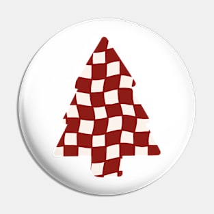 Abstract Checker Board Christmas Tree - Cranberry Red Pin