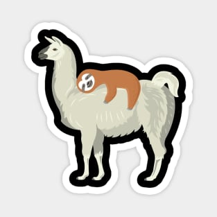 Cute & Funny Sloth Sleeping on Llama Magnet