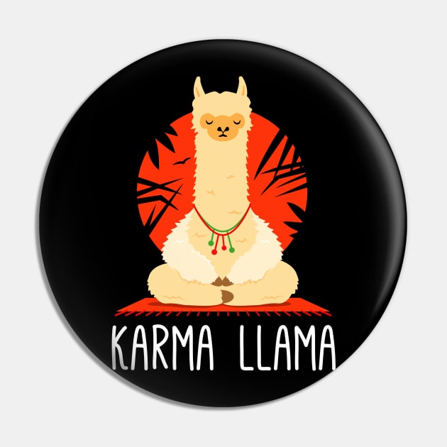 Karma Llama - Funny Yoga Llama Meditating Pin by propellerhead