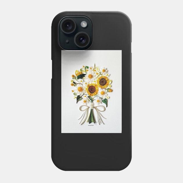 Printed Quilling art, Daisy&amp;Sunflower card Phone Case by solsolyi