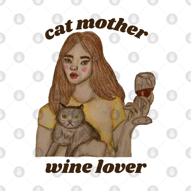 cat mother wine lover by lumilum