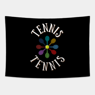 Colorful Tennis Rackets and Ball Tapestry