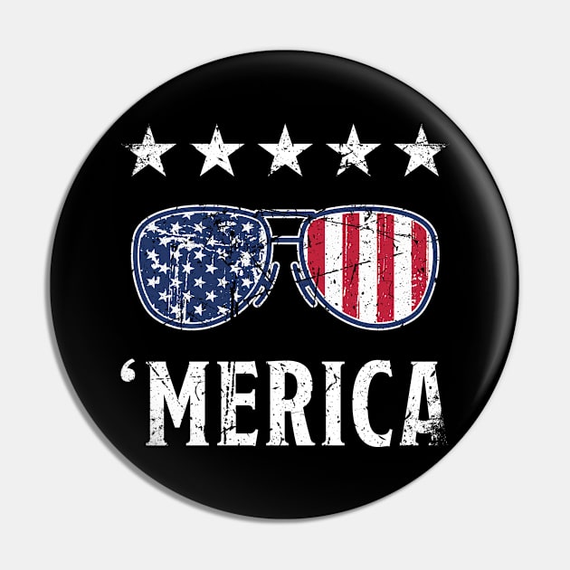 Merica July 4th American Flag USA July Fourth Gift Pin by qwertydesigns