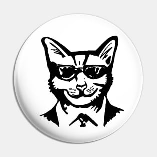 Cat as DB Cooper in sunglasses Pin