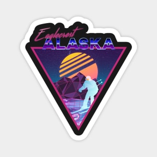 Retro Vaporwave Ski Mountain | Eaglecrest Alaska | Shirts, Stickers, and More! Magnet