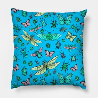 Pretty bugs, butterflies and dragonflies pattern Pillow