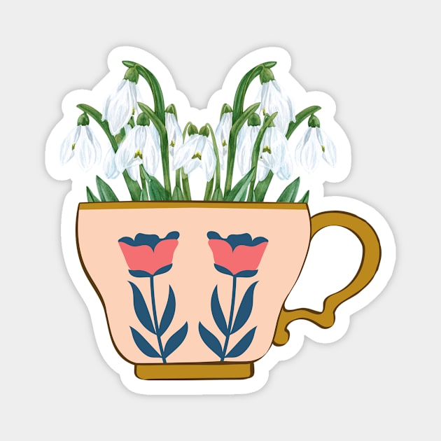 Flowers in a tea cup Magnet by RosaliaDe