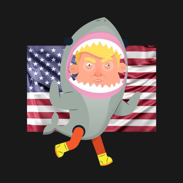 Donald Trump Riding Shark 4th Of July American USA Flag by Trendy_Designs