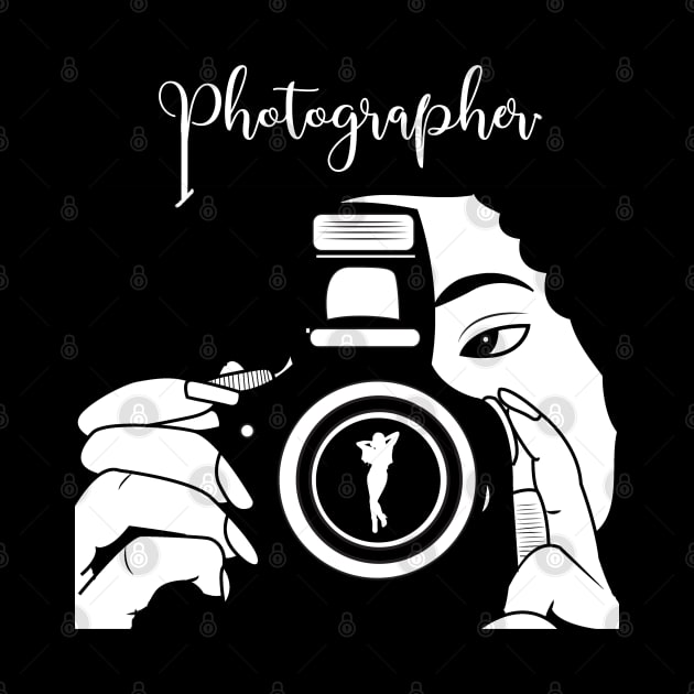 female photographer black and white artwork by Spinkly