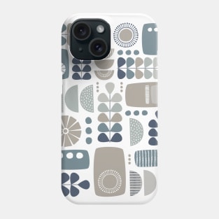 Retro Mid Century Modern in Navy, Grey and Neutral Tones Phone Case