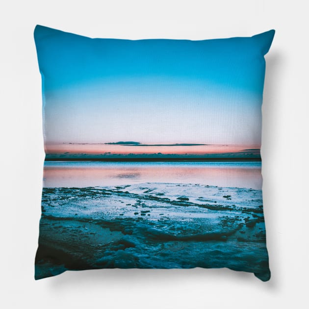 Dawn at an Icy Beach in Tracadie, New Brunswick Canada v2 Pillow by Family journey with God